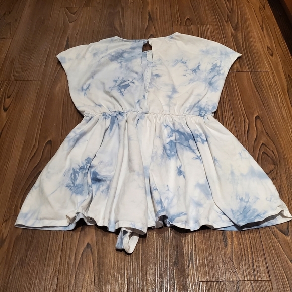 Lulus On A Road Trip Blue Tie-Dye Short Sleeve Romper Active Oversized Casual XL - Picture 13 of 14